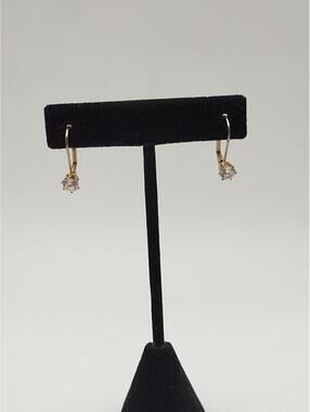 925 Sterling Silver Round CZ Leverback Drop Earrings